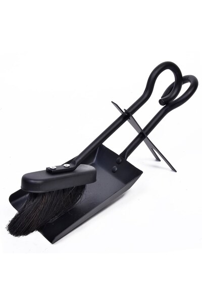 DD SHOP Set Perie si Faras Metalice Semineu Negre 30cm - 2buc - Accesorii, Or...