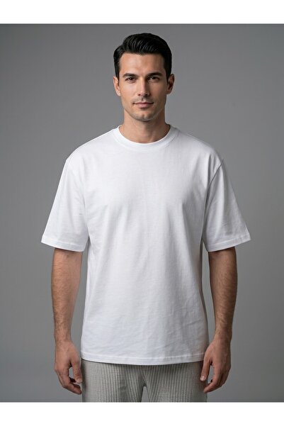%100 Pamuk Kalın Dokulu Regular Unisex Fit Bisiklet Yakalı T-shirt