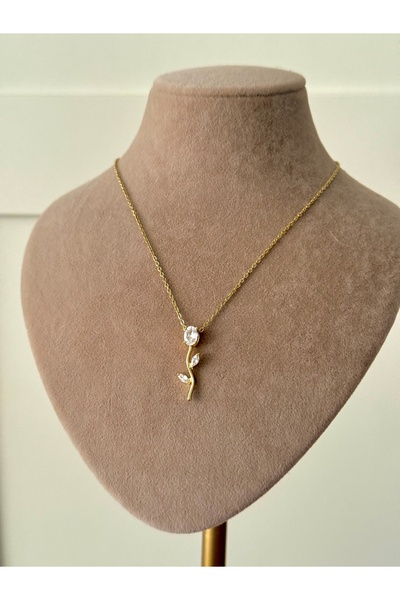 YOUES JEWELRY ÇELİK LALE TAŞLI KADIN KOLYE