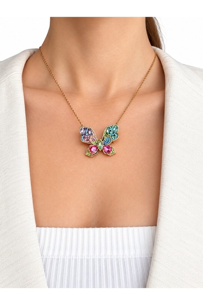 Ressia Idylila Multicolored Floral Cutout Necklace and Brooch