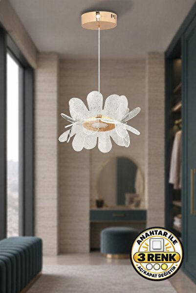 Dekorluna Modern Sirius Gold Kaplama 3 Renk Işık Özellikli Power Led Sarkıt L...