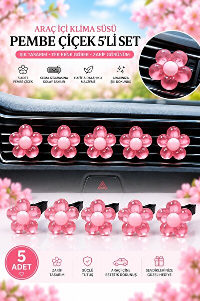 TEMUNGUR Pink Flower Set of 5 Car Interior Air Conditioning Ornaments – Decor...