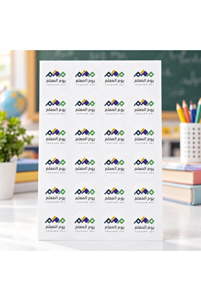 Generic Teacher's Day Stickers, 24 pcs, 4 cm | ملصقات يوم المعلم، 24 قطعة، 4 سم