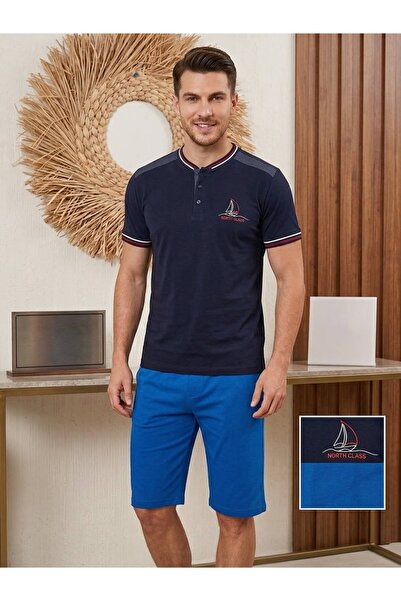 %100 Pamuklu Düğmeli Erkek Pijama Takımı