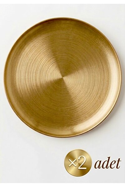 Aşkana yuvanıza aşkla... Aşkana Büyük Boy 2’li Gold Metal Sunum Tabağı, 30 cm...