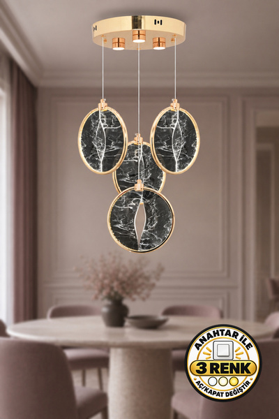 Dekorluna Modern 4'Lü Morris Gold Kaplama 3 Renk Işık Özellikli Power Led Sar...