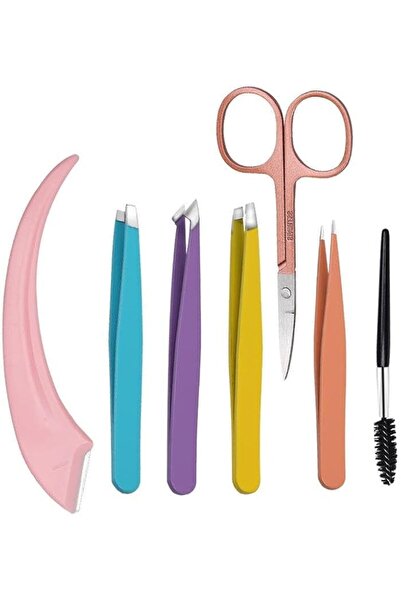 Yelajoy 7 Pcs Tweezers Set,Stainless Steel Precision Eyebrow Tweezers with Cu...