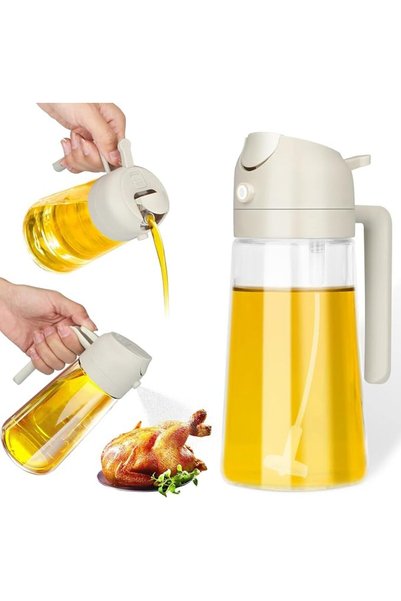 TERRIFI Oil Sprayer and Dispenser, 450ml/15.2oz Glass Oil Spray Bottle for Co...