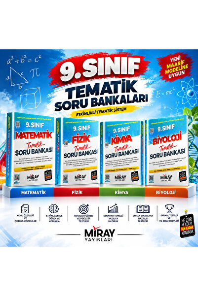 Miray Yayınları 9. Sınıf Tematik Konu Özetli SAYISAL Soru Bankası Seti: Matem...