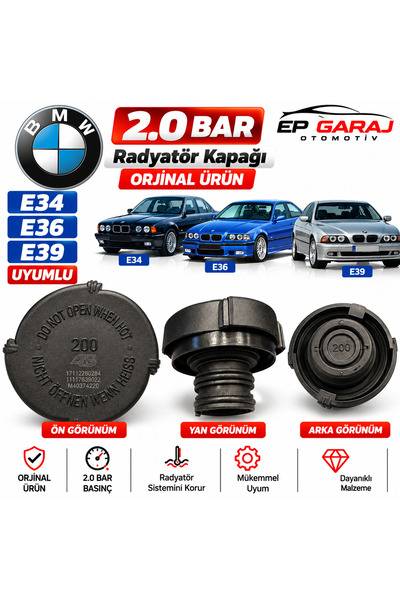 EP GARAJ OTOMOTİV BMW E34 E36 E39 Uyumlu Orijinal Radyatör Kapağı 2.0 BAR