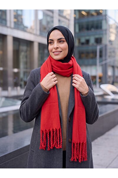 MODA شال كتف منفوش بلون الكرز مستورد - شال كتف ملتوي - شال كتف ناعم بلون الكرز