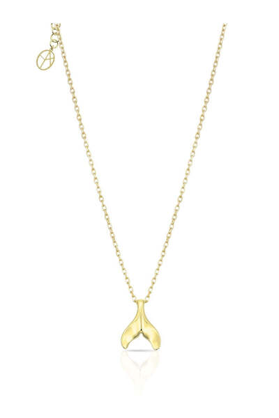 oya silver Minimal 24K Altın Kaplama Gümüş Balık Kuyruğu Kolye 1.8x1cm [OYOT431]