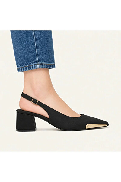 nuvora Pointed Toe Buckle Open Back Short Heel 5-cm Classic Rosewood Women's ...