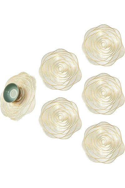 Duomama Rose Gold Metallic Vinyl Placemats - Elegant Table Decor for Dining &...