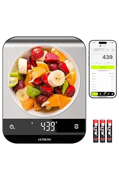 ULTREAN ميزان طعام ذكي بسعة 33 رطل/15 كجم، ميزان مطبخ رقمي بالغرامات/الأونصات...