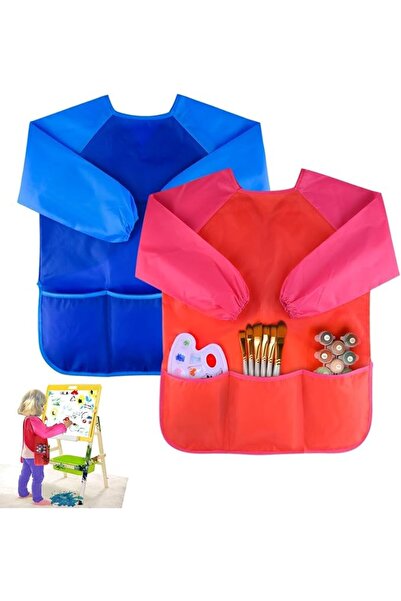 Arabest Kids Art Smocks, 2 Pack Waterproof Children Painting Aprons with 3 Ro...