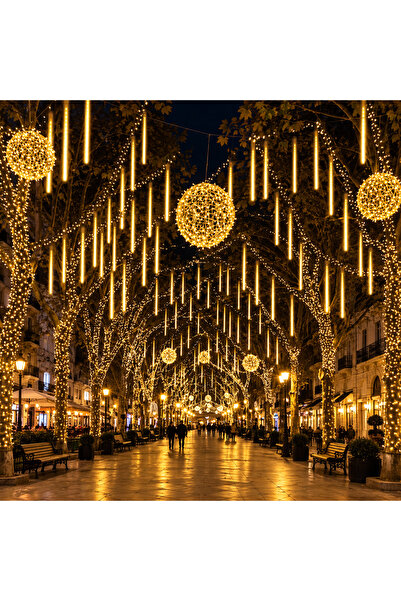 Welora Instalatie de Craciun Ploaie de Meteori, 8 Turturi LED luminosi, Lungi...