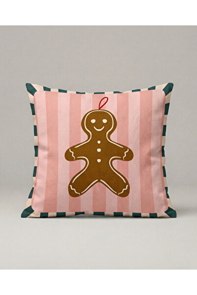viki concept Pink Gingerbread Patterned Cushion Cover 348 – Gingerbread Joy D...