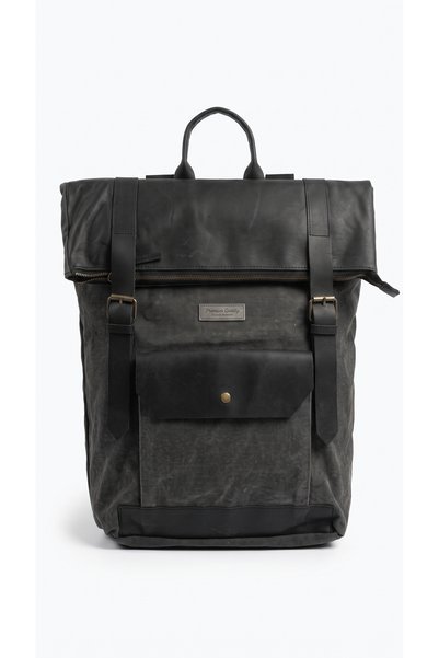 Cahuilla Hakiki Deri & Mumlu Kanvas Vintage Sırt Çantası – 15.6" Laptop Bölmeli Unisex Kamp, Seyahat ve Günlük Çanta
