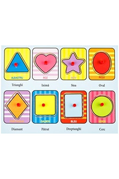 OEM Puzzle Incastru din Lemn Forme Color Cuvinte 8 piese - 22x18cm