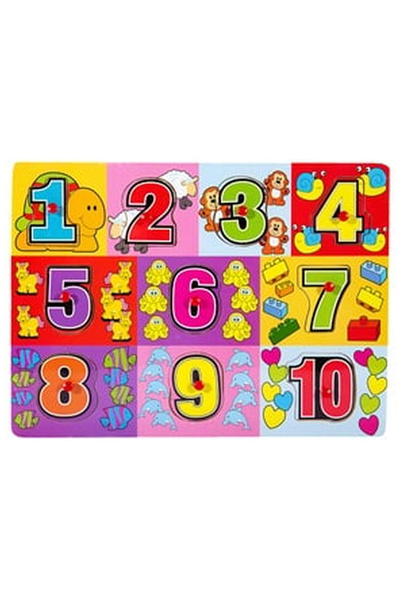 OEM Дървен пъзел с числа (10 части) - 30x22 см