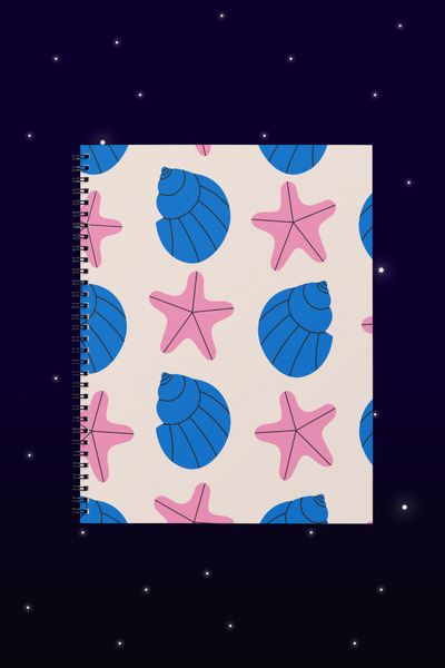 DENİZ KABUĞU VE YILDIZ-BASKILI TASARIM DEFTER