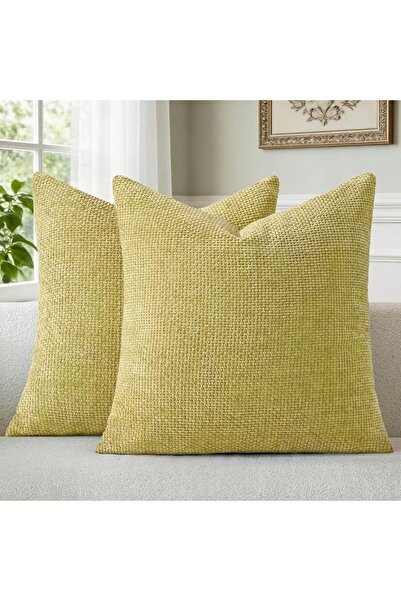 a moment Off White Chenille Cushion Cover Throw Pillow Covers 45 x 45 CM Pack...