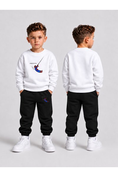 LORVEX Boys' Crew Neck Sweatshirt Tracksuit Set 2-Piece Printed Top and Botto...