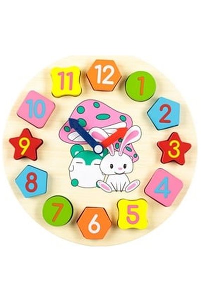 OEM Puzzle din Lemn Ceas Animale (12 piese) - 25cm