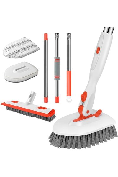GENERAL SetSail Floor Scrub Brush, 3-in-1 Tile Tub Floor Scrubber with 52-inc...
