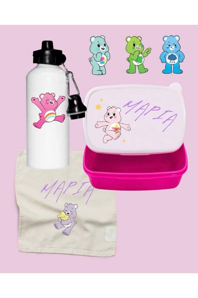 PAP3D Σετ Care Bears με Όνομα – Παγούρι, Πετσέτα, Ταπεράκι