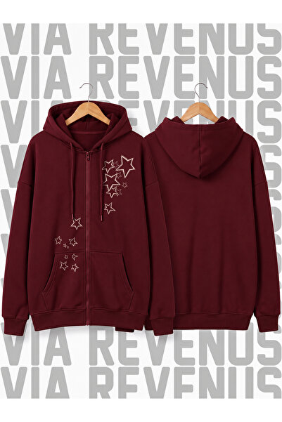 Vordevia Star Y2K Printed Unisex Zippered Hooded Sweatshirt Cardigan