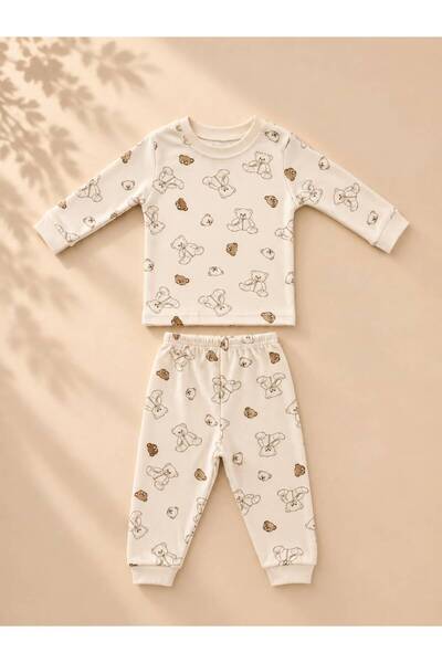 EFU BABY %100 Pamuklu Ayı Desenli Bebek Pijama Takım
