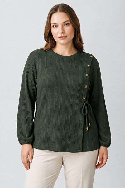 Ravencia Winter Hair Knitwear Buttoned Soft Blouse