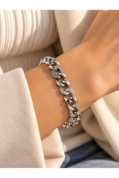 ACAR TAKI Xuping Silver Color Zircon Stone Chain Bracelet 18+1cm Acr9719