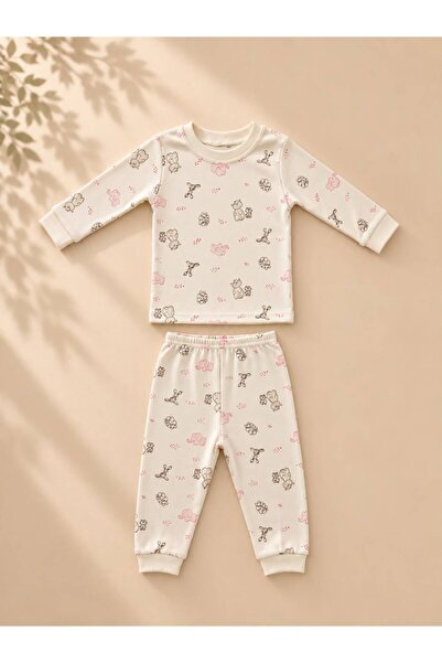 EFU BABY %100 Pamuklu Fil Desenli Bebek Pijama Takım