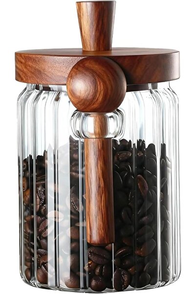 Yelajoy 20oz Glass Coffee Canister, Airtight Coffee Container with Wooden Spo...