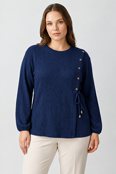 Ravencia Winter Hair Knitwear Buttoned Soft Blouse