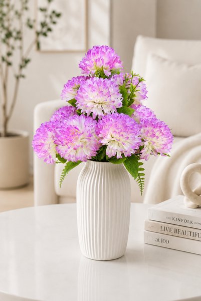 MD Aspiz Flowers Yapay Çiçek 10lu Lüx mor krizantem Demeti 45 cm ( Saksısız )...