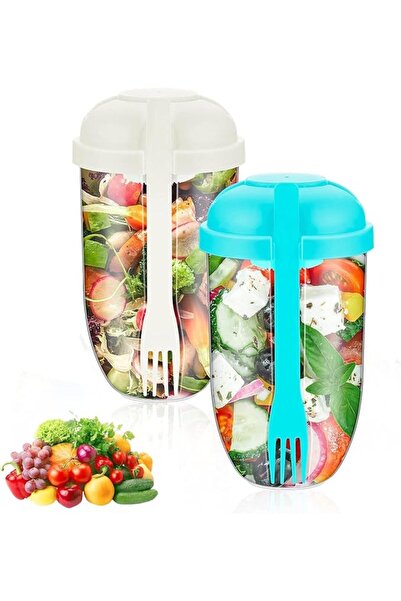 Yelajoy 2 Pcs Salad Cup, Durable Portable Fresh To-Go Salad Container, Muti-F...
