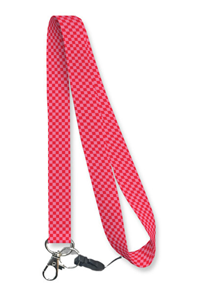 RoyalVance Pink Red Checkerboard Neck Strap Lanyard