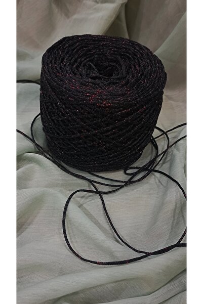 1. Kalite 3mm Polyester Makrome 300gr 200-220mt Renk-Siyah/Kırmızı simli
