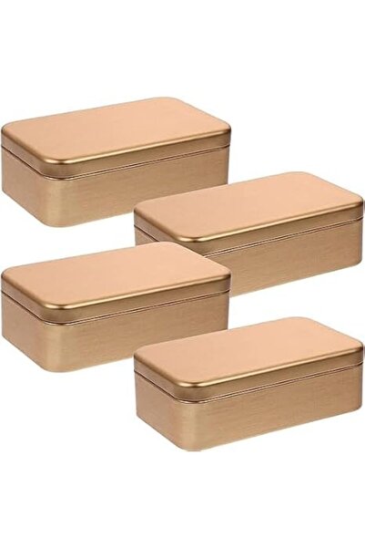 X SPRING Metal Box, 4-Piece Set of Empty Decorative Tins, Small Storage Conta...