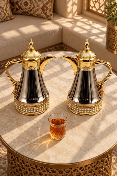 Generic Luxury Royal Design Silver and Crystal Gold Trims Coffee and Tea Set ...