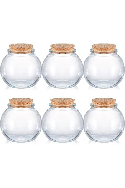 Yelajoy 6 Pcs Small Glass Bottles with Cork Stoppers, 3.4 oz Round Clear Sphe...