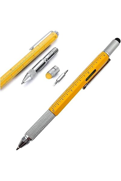 Yelajoy Multi-Tool Pen, 6-in-1 Ballpoint Gadget with Touch Screen Stylus, Rul...