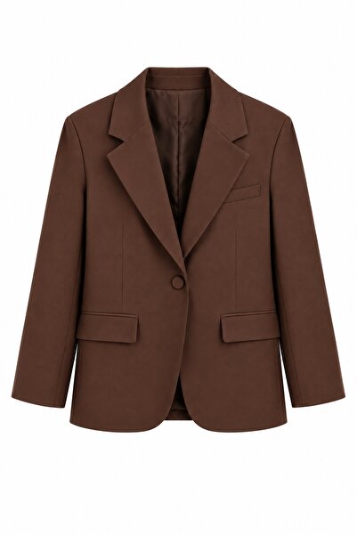 Seda Yalçın Atelier Ola Koyu Kahve Maskülen Blazer Ceket