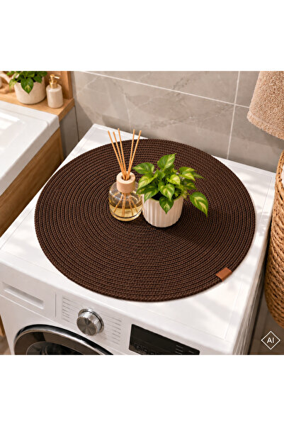 EGE ÖRGÜM Round Washing Machine Top Mat 52X52 cm – Cord Rope Weave Decorative...