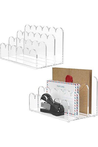 Yelajoy 3-Slot Acrylic Organizer for Desktop，Scalloped Clear Document Sorter，...