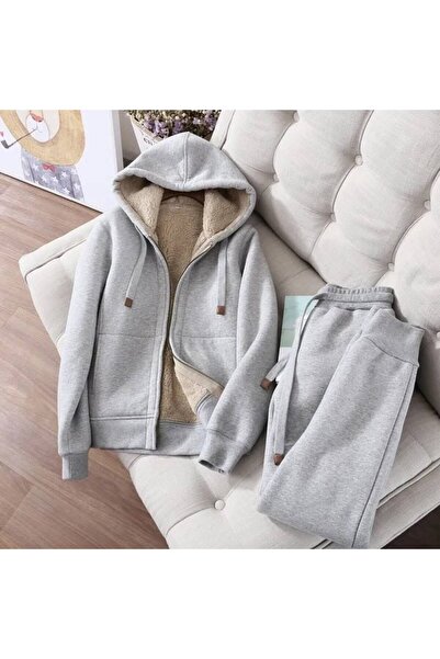 JANTIL MODA Unisex Fleece-Lined Zippered Hooded Tracksuit Set – Warm Winter 2...